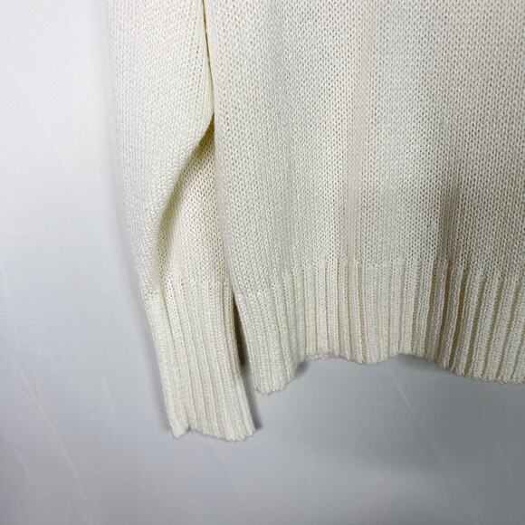 Something Navy Medium M Subtle Sheen Crew Neck Sweater Ivory Cream Long Sleeve - Picture 4 of 9